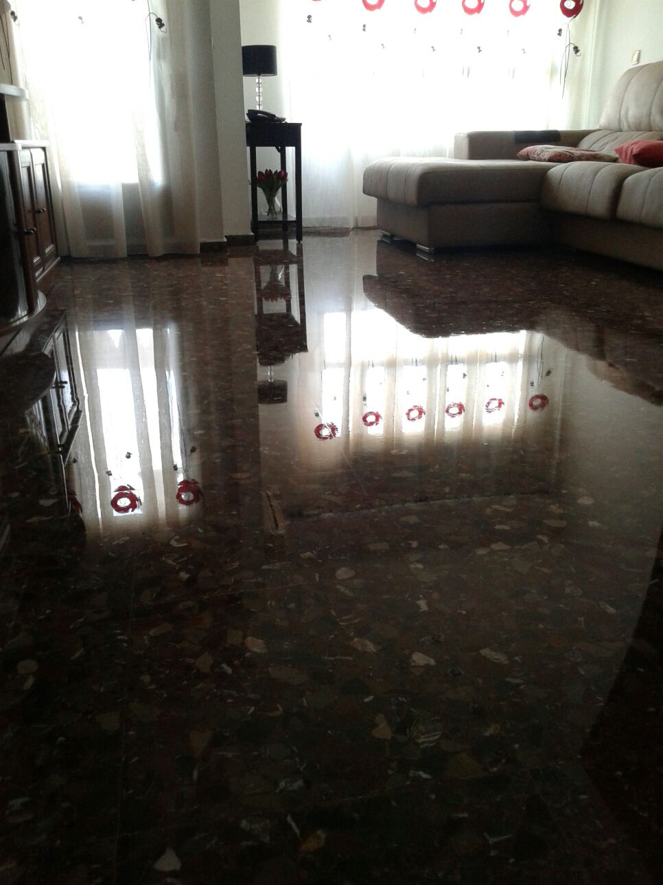 Suelo de terrazo pulido en salón